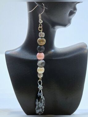 Boho hippie Handmade Multicolor gemstone Beaded Drop Earrings